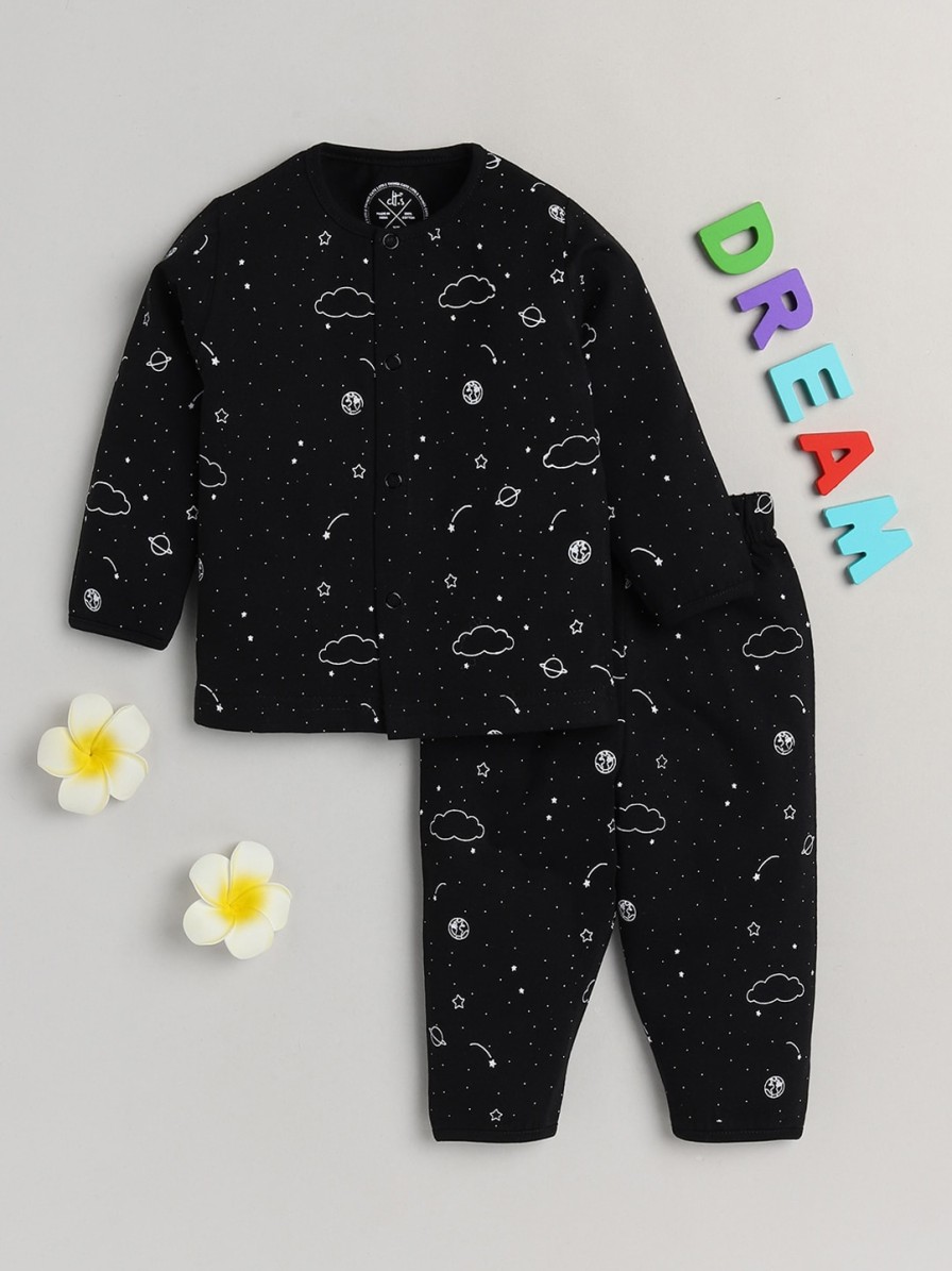 Kids Clt.s Nightwear & Loungewear | Buy Clt.S Kids Black & White Printed Pure Cotton Night Suit - Apparel For Unisex Kids