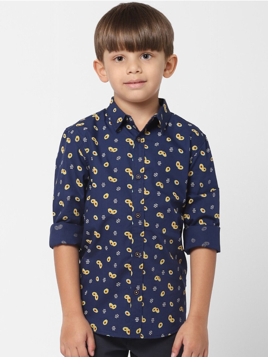 Kids Jack & Jones Shirts | Buy Jack & Jones Boys Blue Printed Cotton Casual Shirt - Apparel For Boys