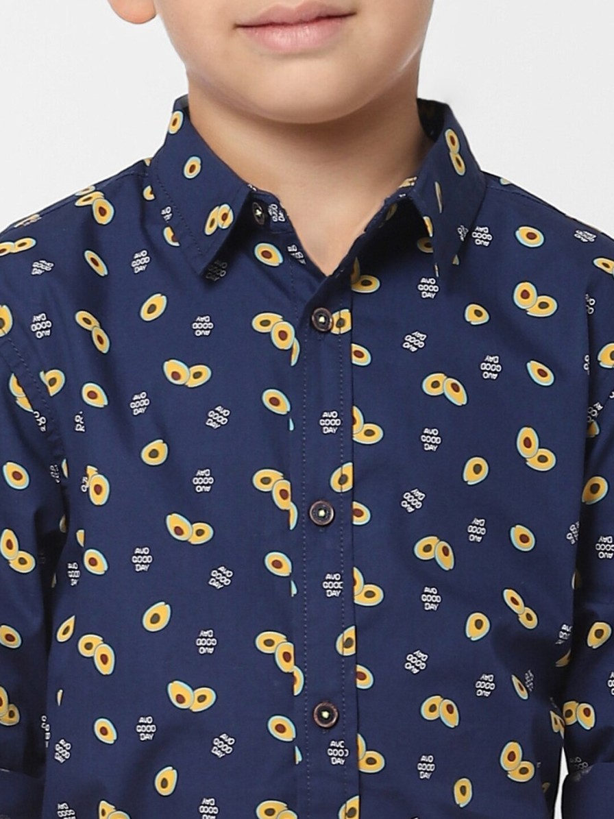 Kids Jack & Jones Shirts | Buy Jack & Jones Boys Blue Printed Cotton Casual Shirt - Apparel For Boys