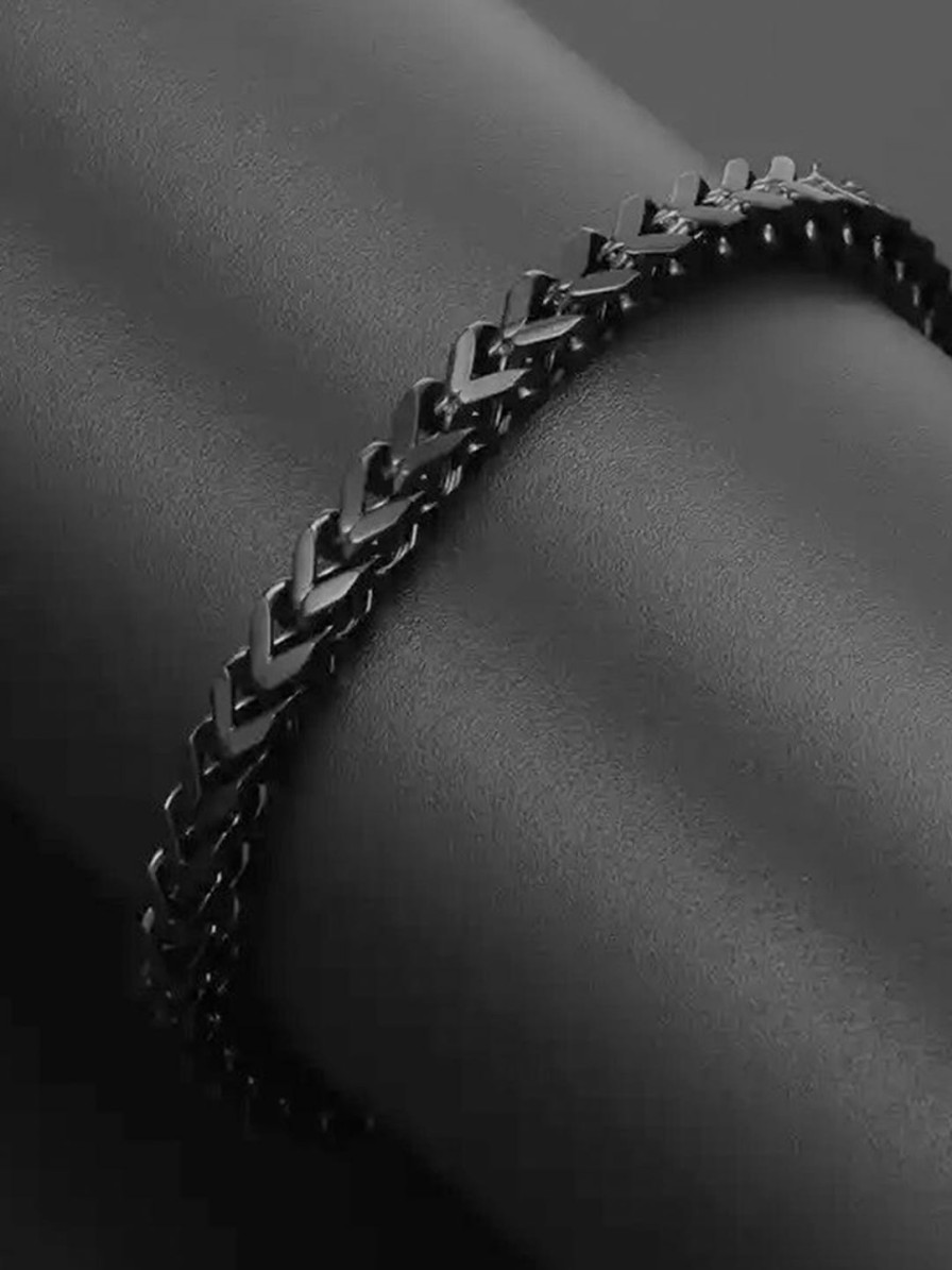 Men MEENAZ Rings & Wristwear | Buy Meenaz Men Silver Plated Stainless Steel Link Bracelet - Accessories For Men