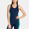 Women Amante Swimwear | Buy Amante Women Navy Blue & Green Padded Legsuit Swimwear - Apparel For Women