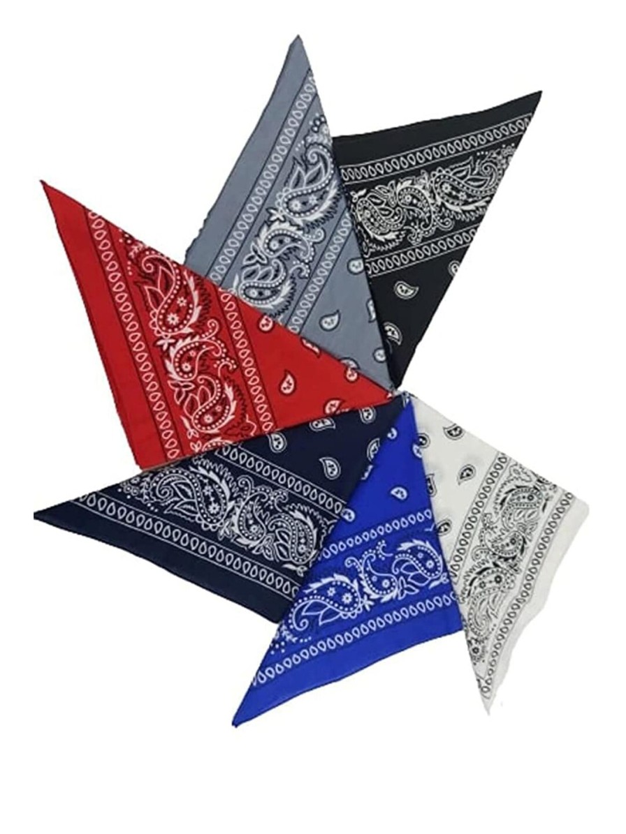 Men Aadikart Mufflers, Scarves & Gloves | Buy Aadikart Pack Of 6 Black & Blue Printed Cotton Bandana - Accessories For Unisex