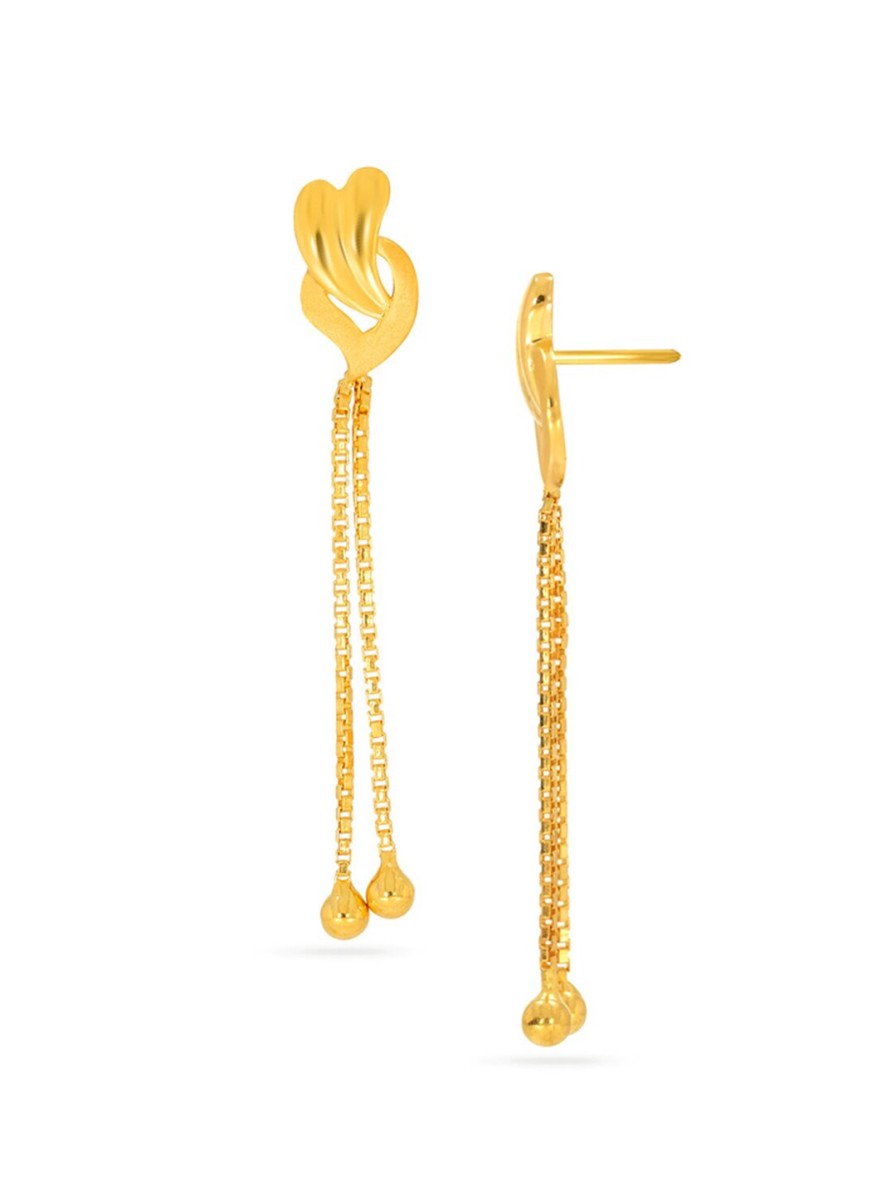 Women SENCO Fine Jewellery | Buy Senco Artsy Curve 22Kt Gold Drop Earrings 2.0Gm - Accessories For Women