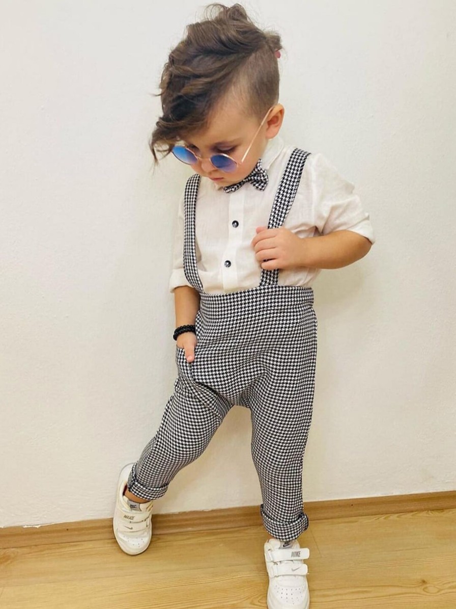 Kids BAESD Party Wear | Buy Baesd Boys Checked Dungaree With Shirt & Bow Tie - Apparel For Boys