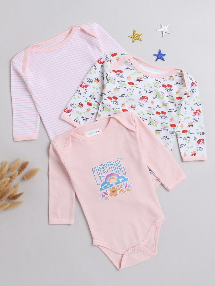 Kids BUMZEE Value Packs | Buy Bumzee Infant Kids Pack Of 3 Printed Cotton Bodysuits - Apparel For Girls