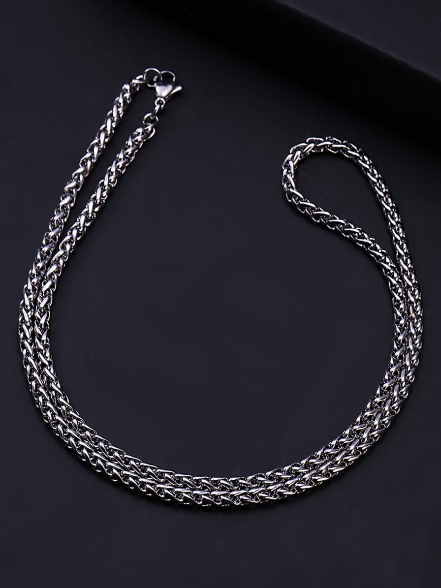 Men Yellow Chimes Rings & Wristwear | Buy Yellow Chimes Men Silver Toned Stainless Steel Rhodium Plated Chain - Accessories For Men