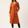 Women Alsace Lorraine Paris Jackets & Coats | Buy Alsace Lorraine Paris Women Rust Orange Solid Longline Double Breasted Trench Coat - Apparel For Women