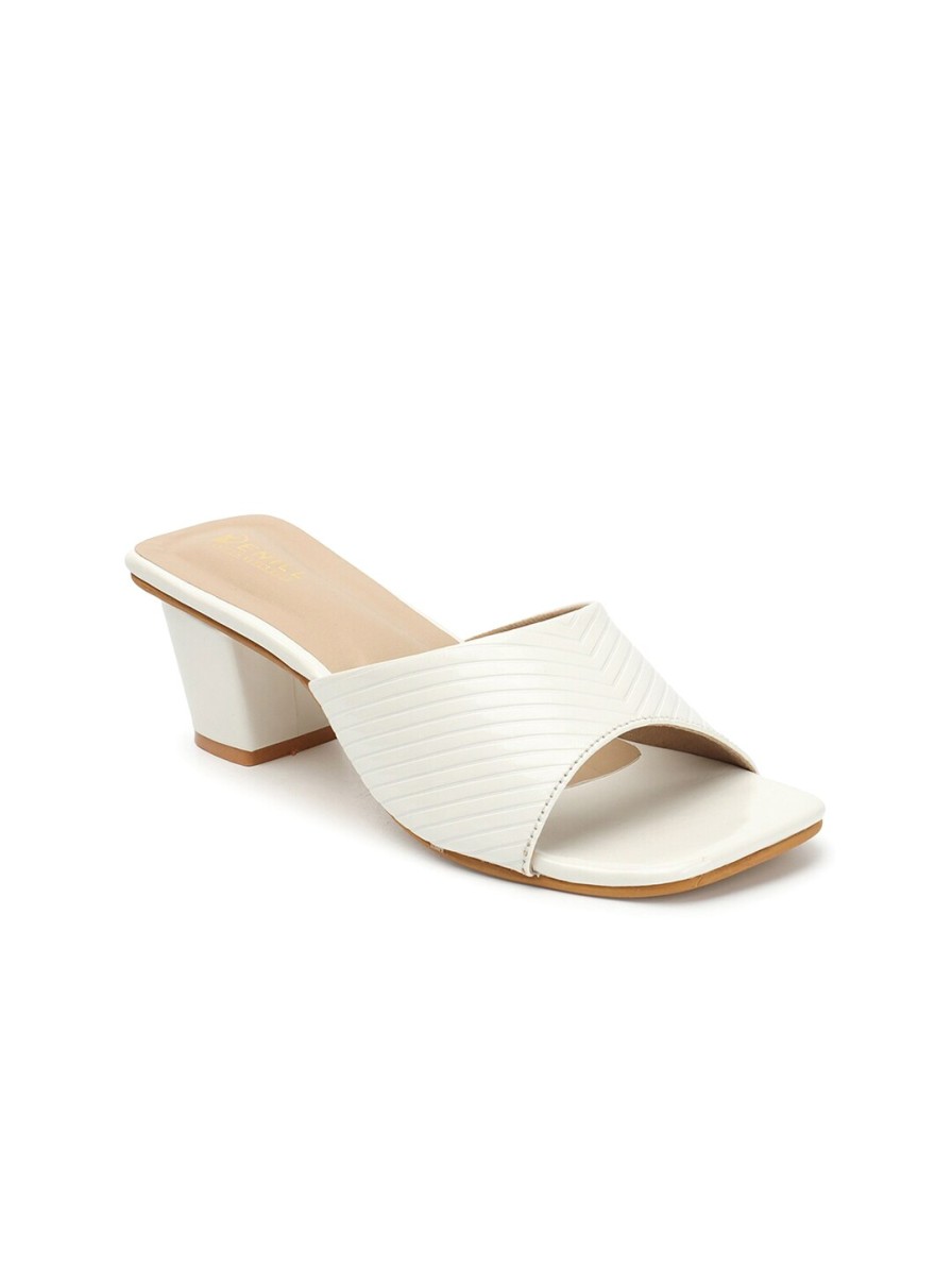 Women Denill Heels | Buy Denill Striped Open Toe Block Heels - Footwear For Women