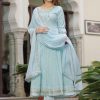 Women SINGNI Kurtas & Suits | Buy Singni Ethnic Motifs Printed Mirror Work Anarkali Kurta With Trousers & Dupatta - Apparel For Women