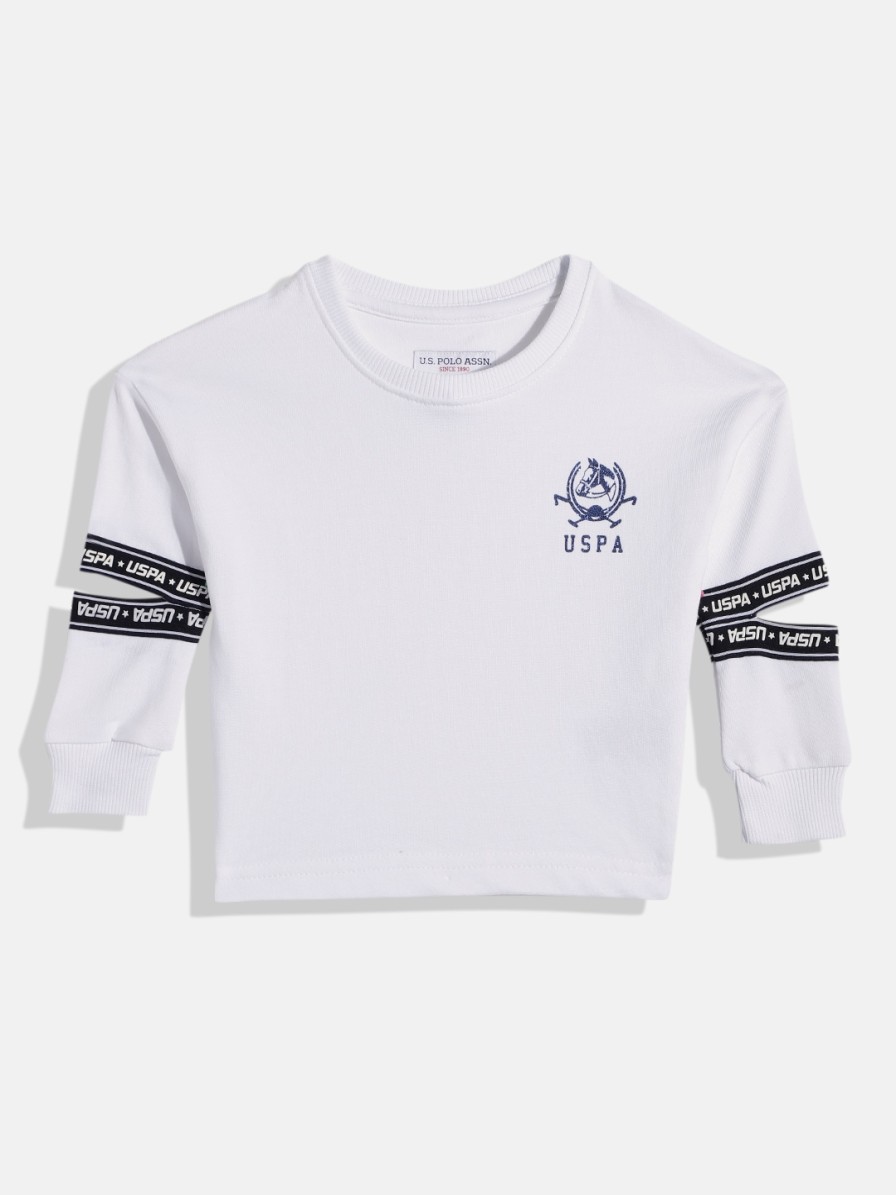 Kids U.S. Polo Assn. Kids Jacket, Sweater & Sweatshirts | Buy U.S. Polo Assn. Kids Girls White Pure Cotton Printed Sweatshirt - Apparel For Girls