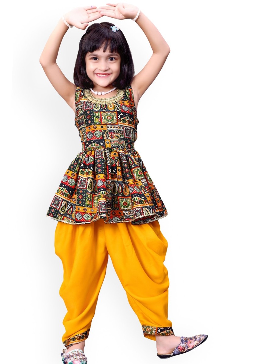 Kids BAESD Kurta Sets | Buy Baesd Girls Ethnic Motifs Printed Regular Pure Cotton Kurta With Dhoti Pants - Apparel For Girls