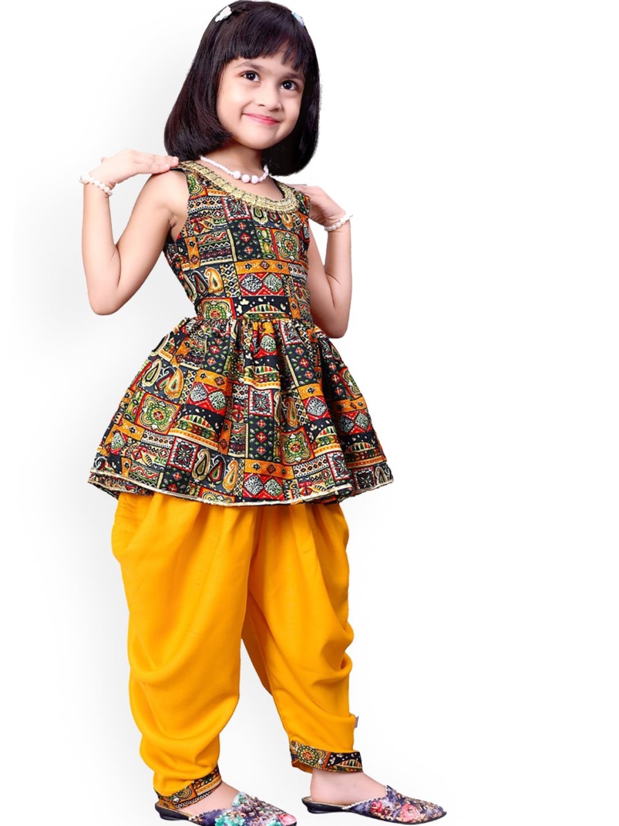 Kids BAESD Kurta Sets | Buy Baesd Girls Ethnic Motifs Printed Regular Pure Cotton Kurta With Dhoti Pants - Apparel For Girls