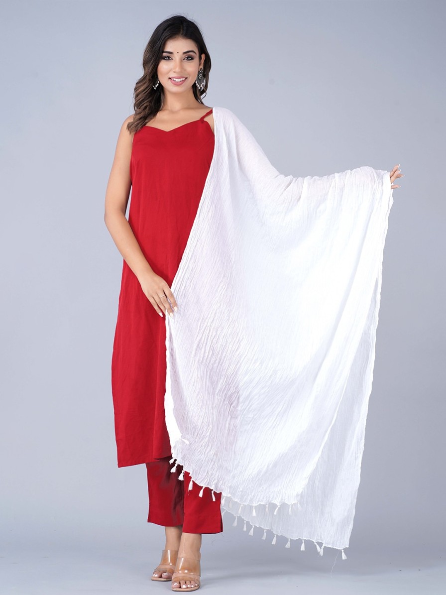 Women HERE&NOW Dupattas & Shawls | Buy Here&Now White Cotton Dupatta - Apparel For Women