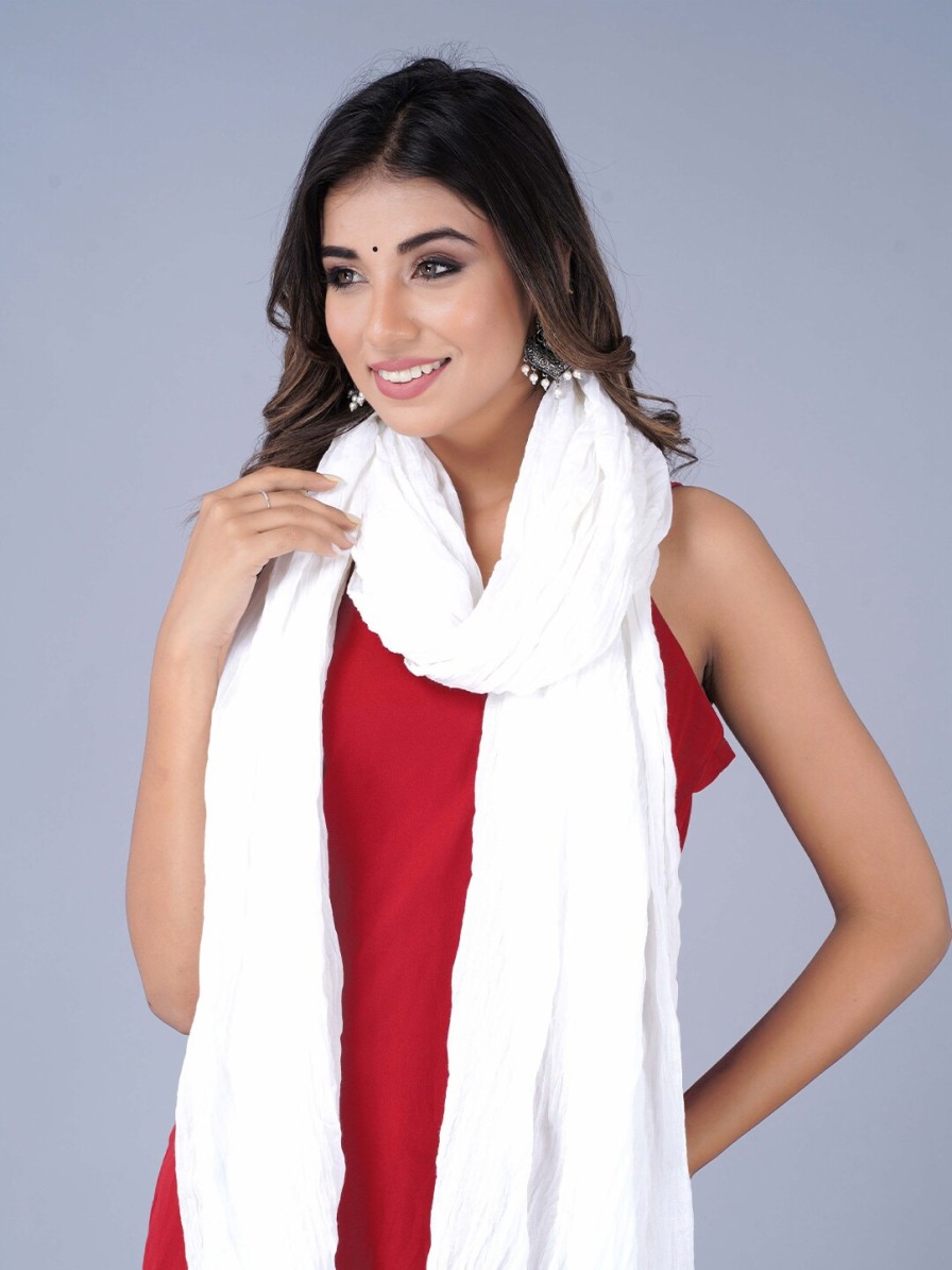 Women HERE&NOW Dupattas & Shawls | Buy Here&Now White Cotton Dupatta - Apparel For Women