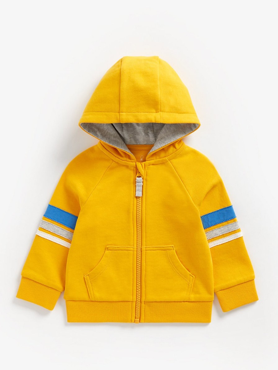 Kids mothercare Mothercare | Buy Mothercare Boys Yellow Pure Cotton Patch Detail Hooded Sweatshirt - Apparel For Boys