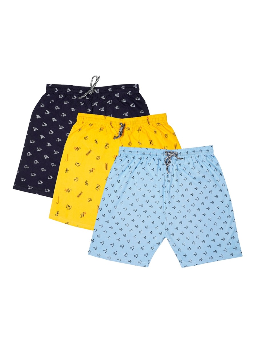 Kids BAESD Shorts | Buy Baesd Boys Pack Of 3 Geometric Printed Pure Cotton Shorts - Apparel For Boys