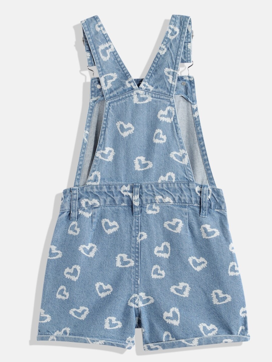 Kids HERE&NOW Dungarees & Jumpsuits | Buy Here&Now Girls Conversational Printed Short Dungarees - Apparel For Girls