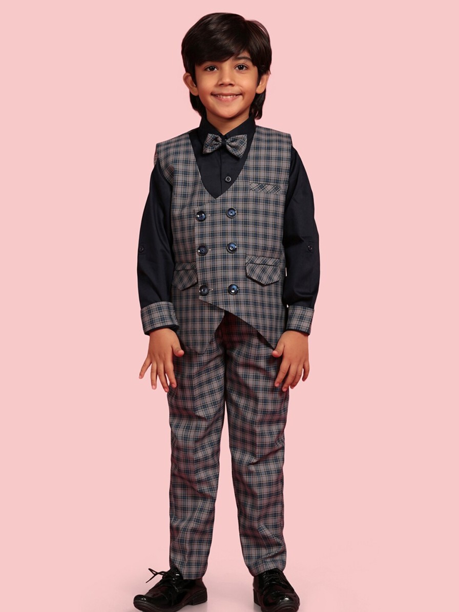 Kids Aj DEZInES Party Wear | Buy Aj Dezines Boys Checked Suit Set - Apparel For Boys