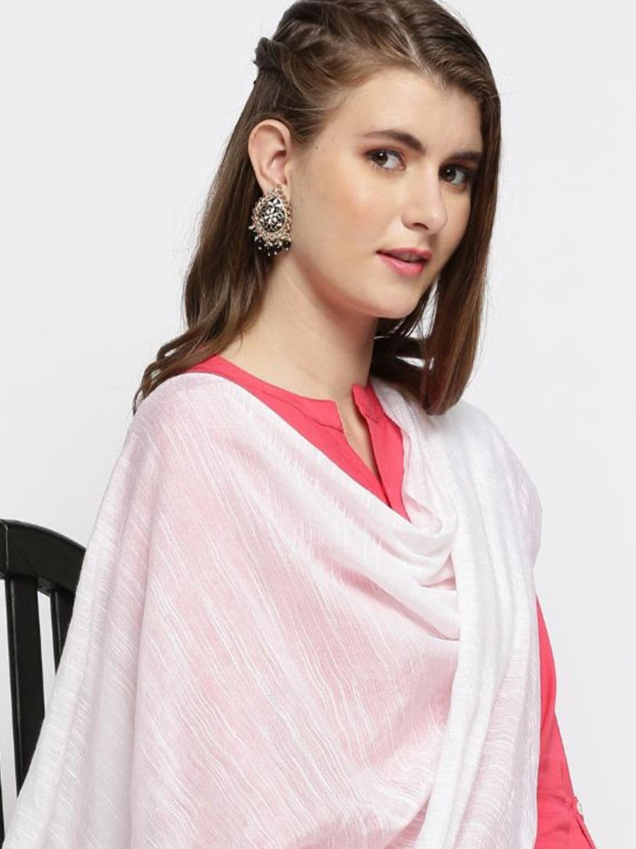 Women Dupatta Bazaar Dupattas & Shawls | Buy Dupatta Bazaar White Woven Design Linen Dupatta - Apparel For Women