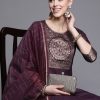 Women Indo Era Kurtas & Suits | Buy Indo Era Women Purple Yoke Design Kurta With Palazzos & With Dupatta - Apparel For Women