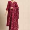 Women Anouk Kurtas & Suits | Buy Anouk Women Red Yoke Design Kurta With Palazzos & With Dupatta - Apparel For Women