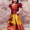 Kids VASTRAMAY Lehenga Choli | Buy Vastramay Girls Maroon & Yellow Ready To Wear Lehenga & Choli - Apparel For Girls