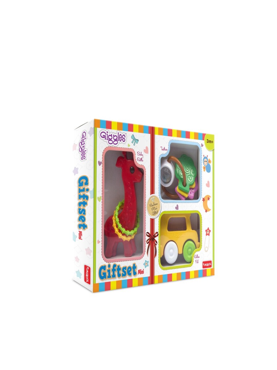 Kids Giggles Learning & Development | Buy Giggles Assorted Mini Toy Gift Set With Rattle, Teether & Roller - Toys And Games For Unisex Kids