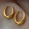 Women VIEN Earrings | Buy Vien Gold Plated Oval Hoop Earrings - Accessories For Women