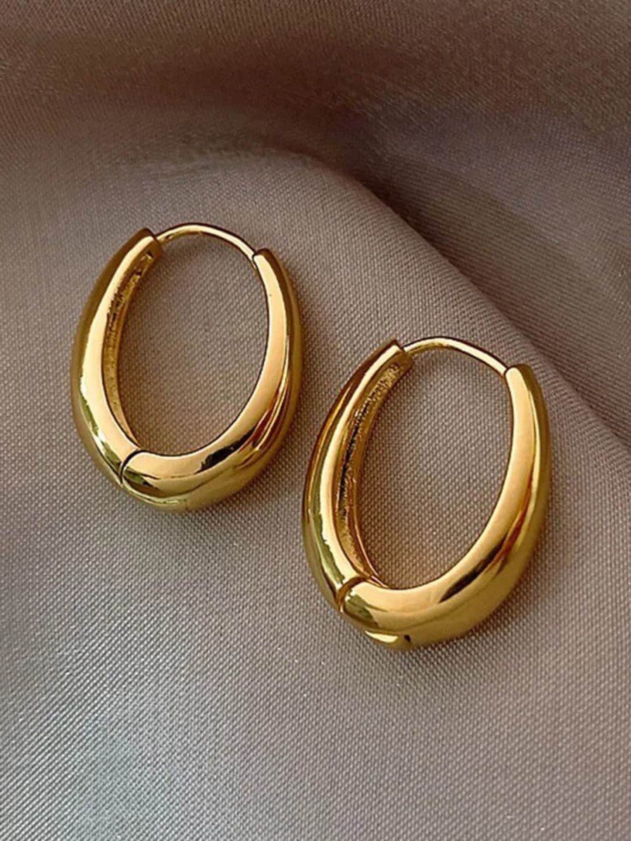 Women VIEN Earrings | Buy Vien Gold Plated Oval Hoop Earrings - Accessories For Women