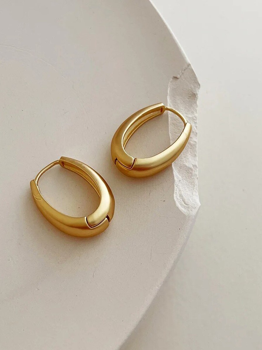 Women VIEN Earrings | Buy Vien Gold Plated Oval Hoop Earrings - Accessories For Women