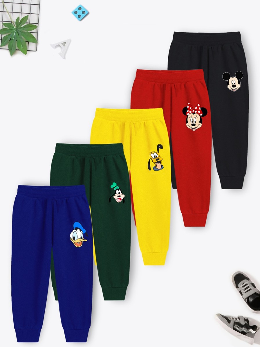 Kids YK Disney Track Pants & Pyjamas | Buy Yk Disney Boys Pack Of 5 Solid Joggers - Apparel For Boys