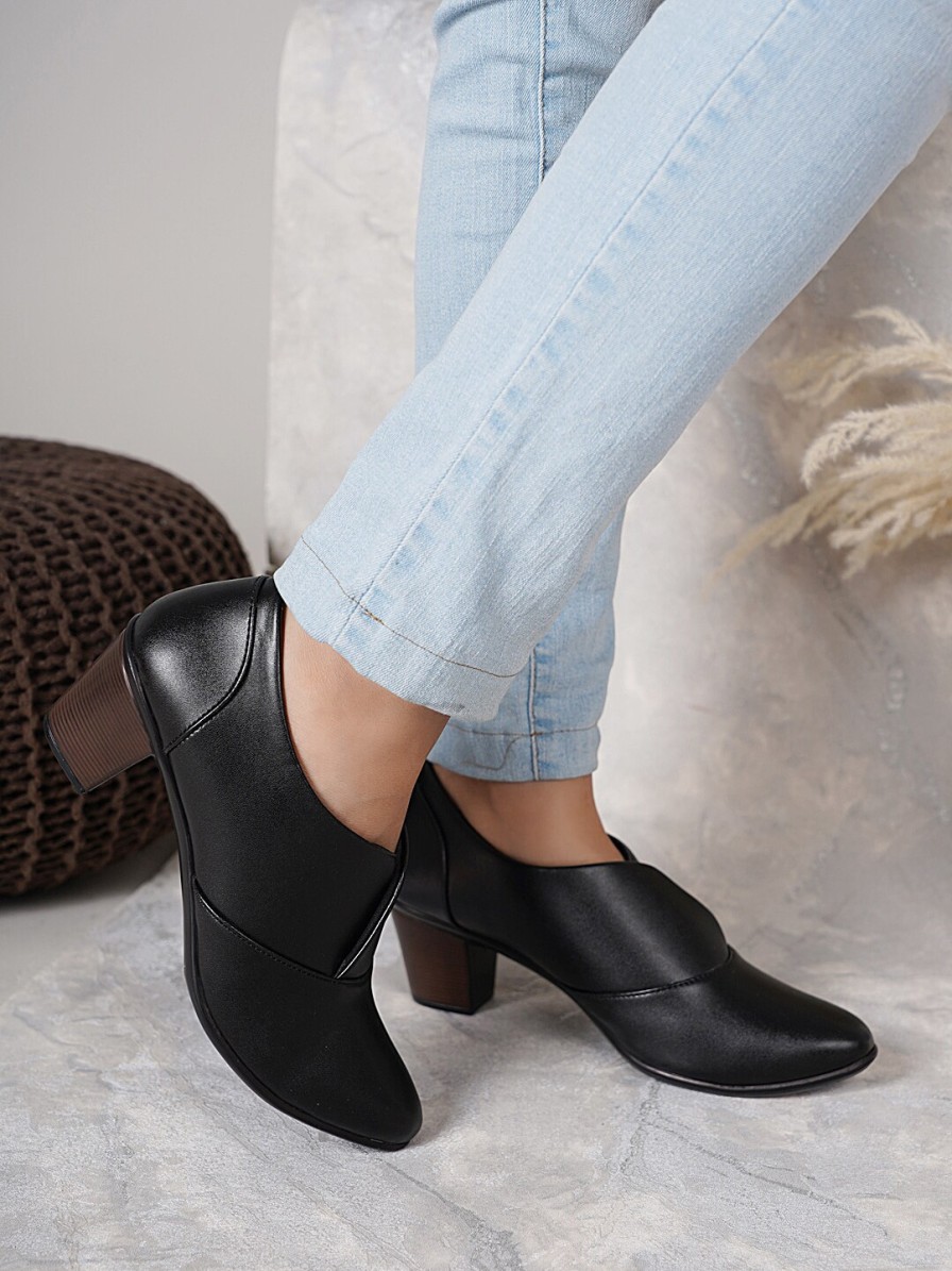 Women DressBerry Heels | Buy Dressberry Black Block Pumps Heels - Footwear For Women