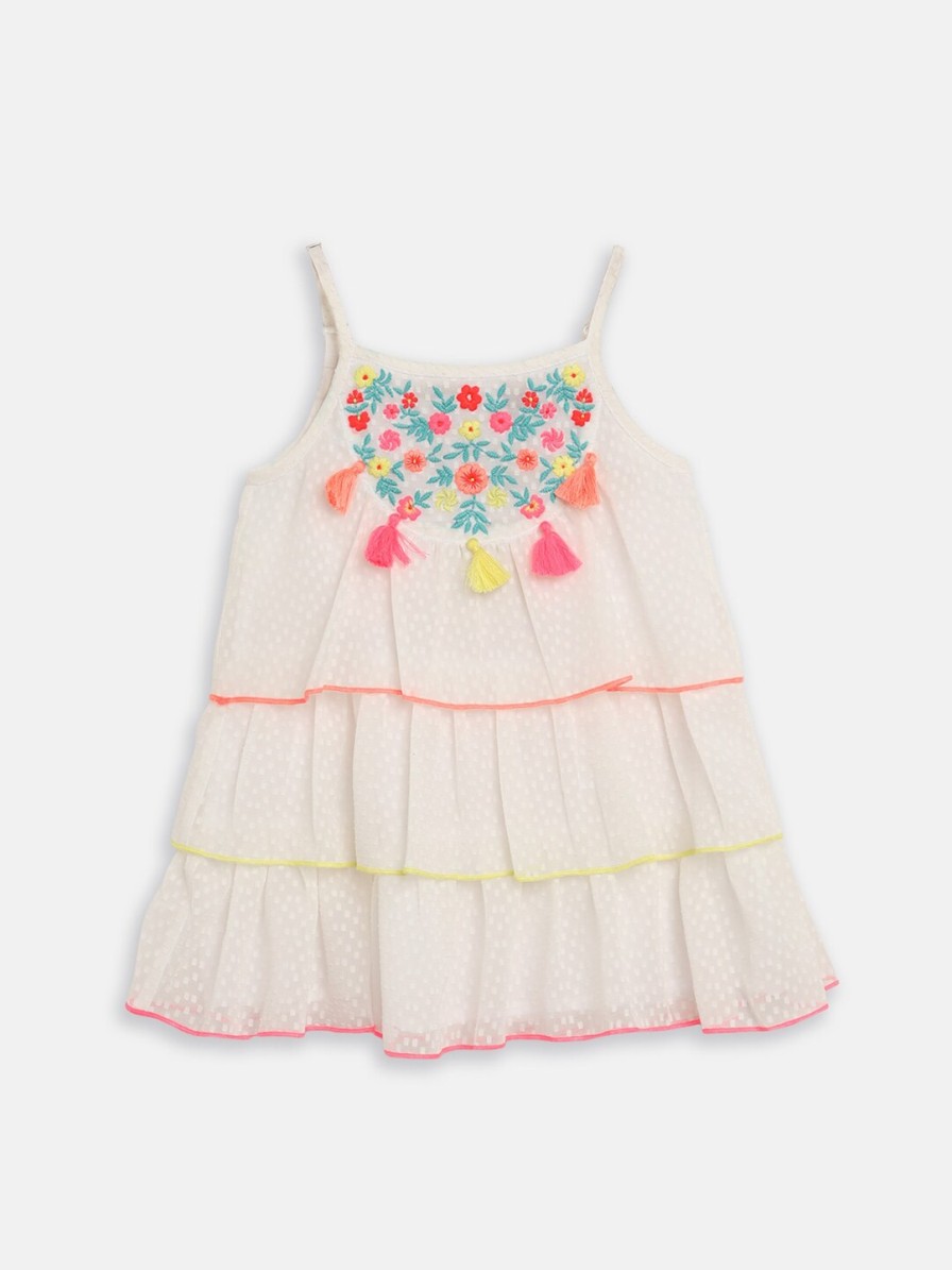 Kids Nauti Nati Dresses | Buy Nauti Nati Girls White Embroidered A Line Dress - Apparel For Girls