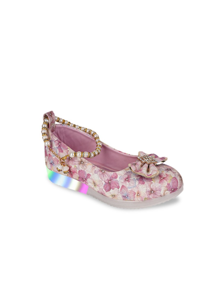 Kids BAESD Flats | Buy Baesd Girls Embellished Printed Party Ballerinas With Bows & Led Lights - Footwear For Girls