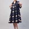 Women InWeave Dresses | Buy Inweave Shirt Collar Abstract Printed A Line Midi Cotton Dress - Apparel For Women