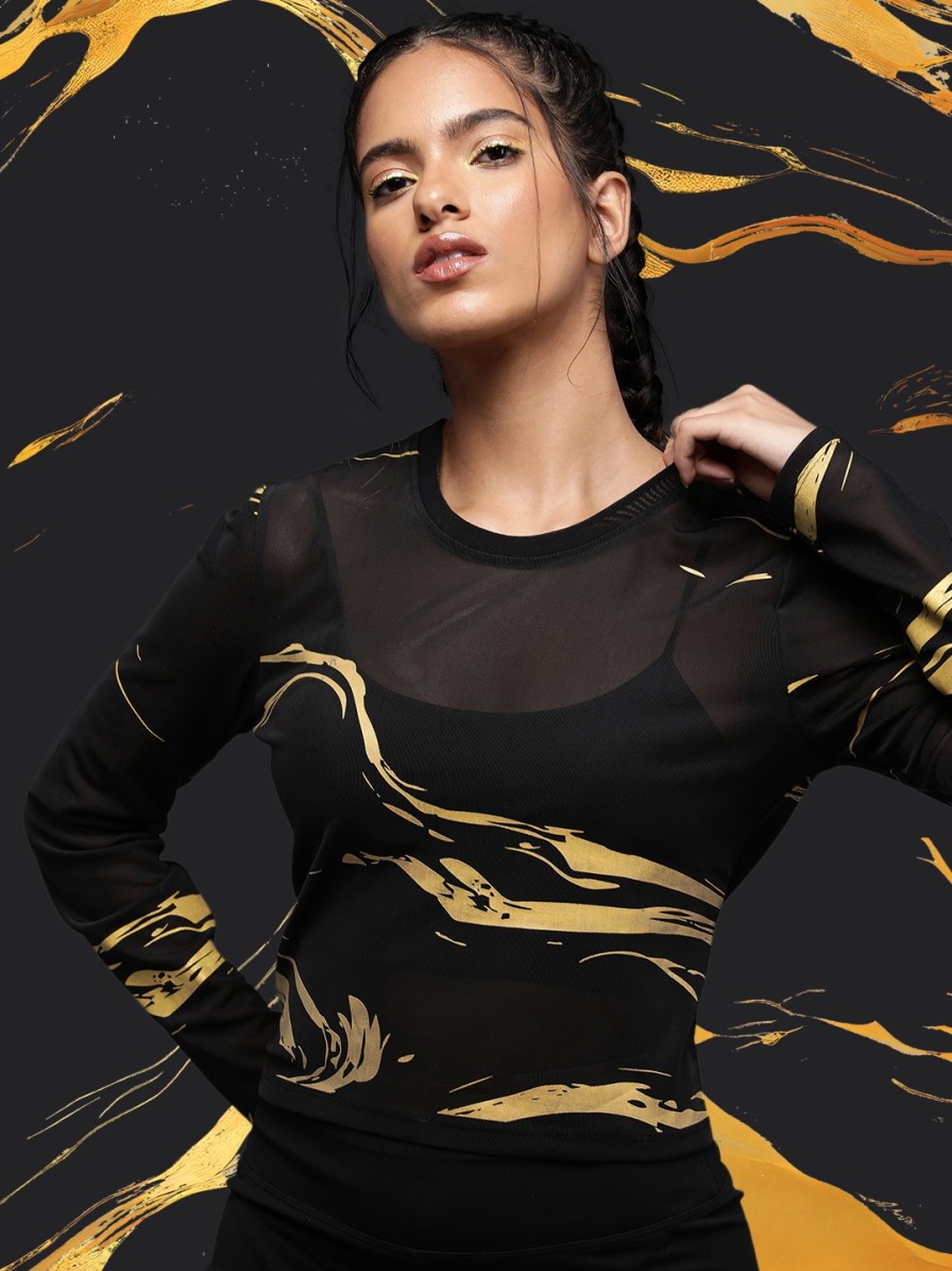 Women HRX by Hrithik Roshan Clothing | Buy Hrx By Hrithik Roshan Active Goddess Collection Rapid Dry Printed Sheer Training T Shirt - Apparel For Women