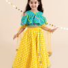 Women pspeaches Lehenga Cholis | Buy Pspeaches Girls Yellow & Turquoise Blue Printed Ready To Wear Lehenga & Blouse With Dupatta - Apparel For Girls