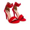 Kids stylzrepublic Heels | Buy Stylzrepublic Girls Open Toe Velvet Ruffled Stiletto Heels - Footwear For Girls