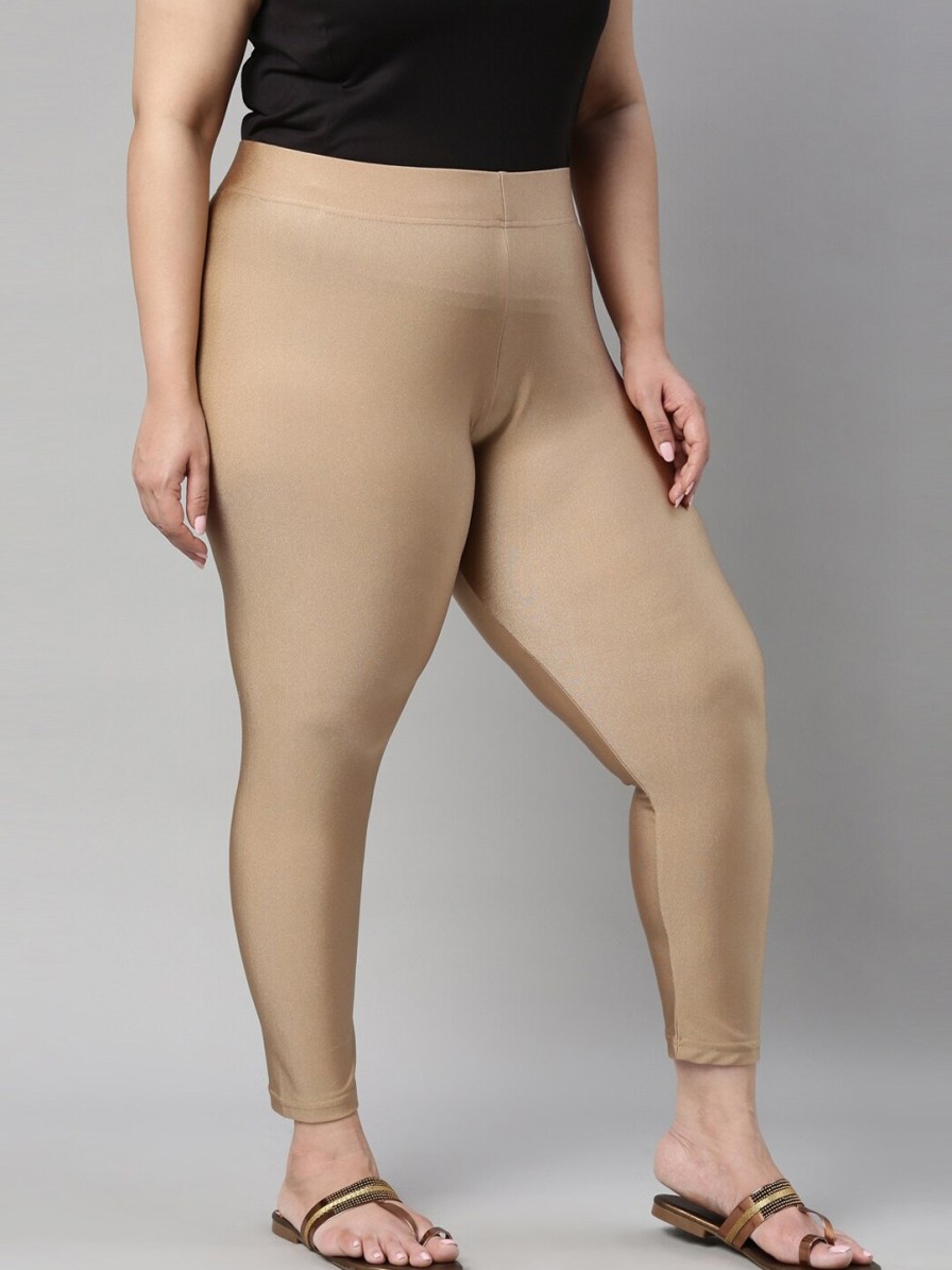 Women Go Colors Leggings, Salwars & Churidars | Buy Go Colors Women Gold Coloured Plus Size Solid Ankle Length Leggings - Apparel For Women