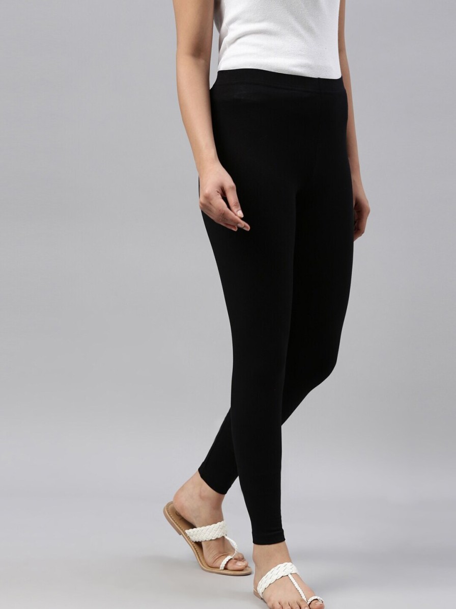 Women Go Colors Leggings, Salwars & Churidars | Buy Go Colors Women Black Solid Ankle Length Leggings - Apparel For Women