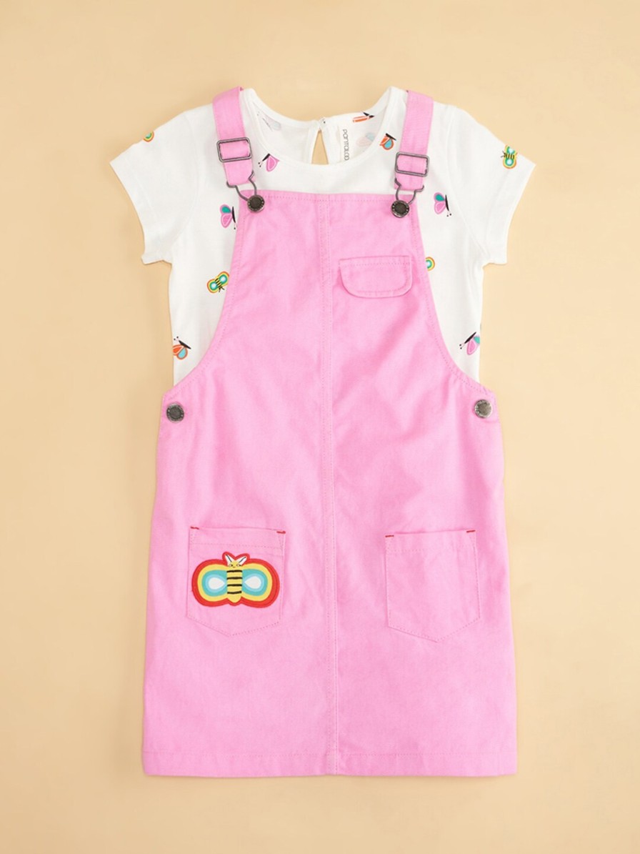 Kids Pantaloons Junior Pantaloons | Buy Pantaloons Junior Girls Cotton Pinafore Dress With T Shirt - Apparel For Girls