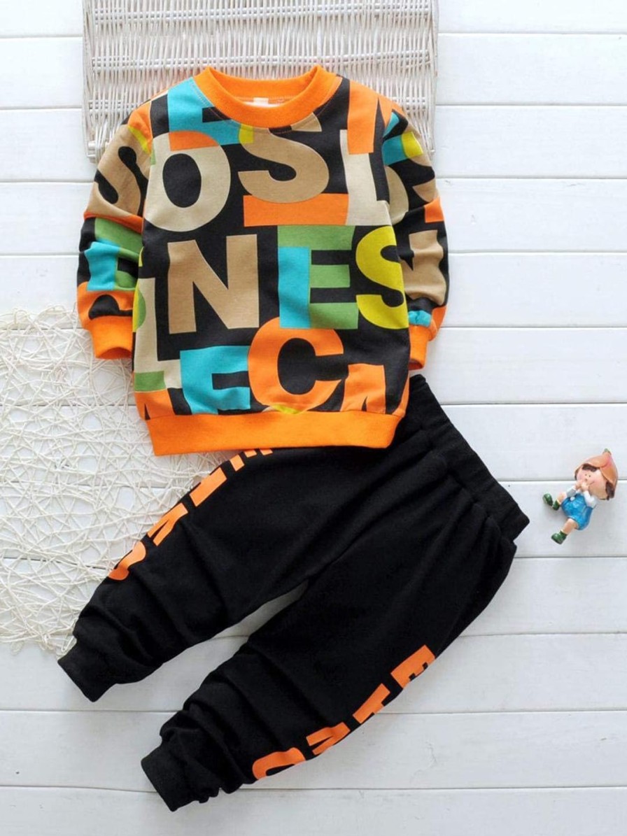 Kids Googo Gaaga Clothing Sets | Buy Googo Gaaga Boys Black & Orange Printed Pure Cotton Clothing Set - Apparel For Boys