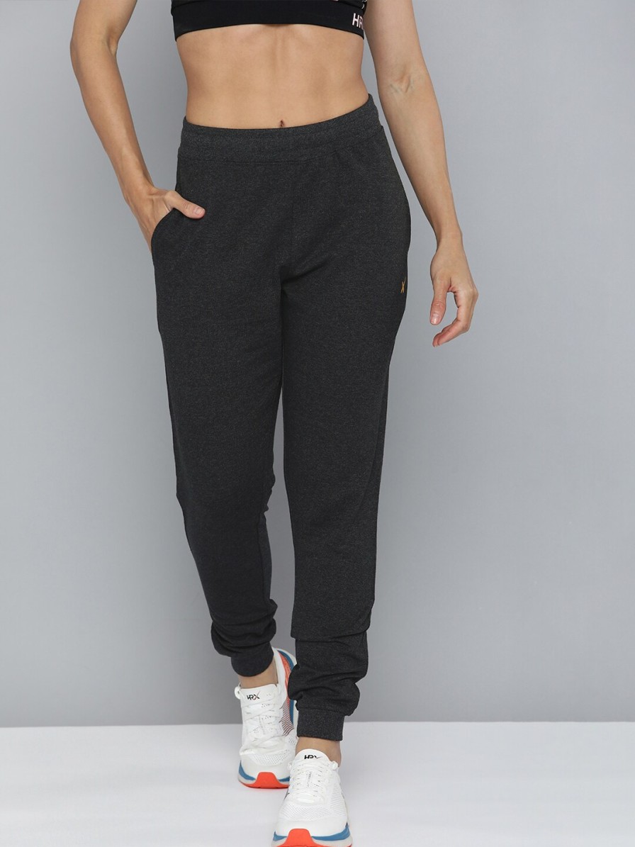 Women HRX by Hrithik Roshan Clothing | Buy Hrx By Hrithik Roshan Women Charcoal Black Solid Joggers - Apparel For Women