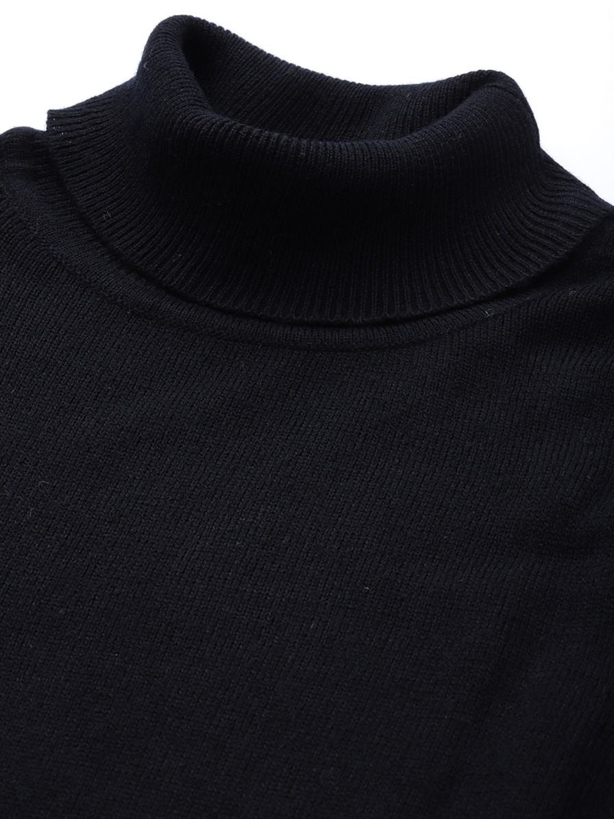 Women Roadster Sweaters & Sweatshirts | Buy Roadster Women Black Solid Turtle Neck Pullover - Apparel For Women