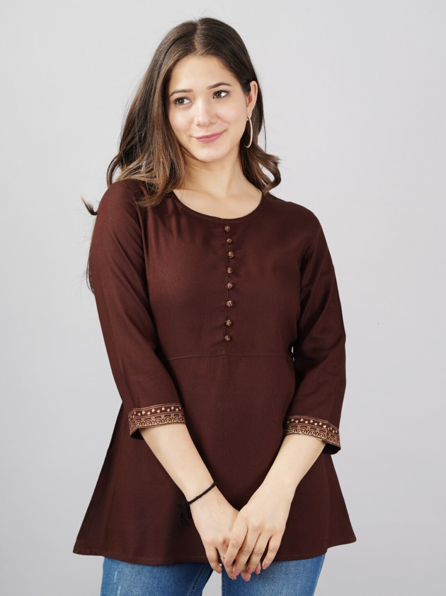 Women KALINI Kurtis, Tunics & Tops | Buy Kalini Brown Solid Top - Apparel For Women