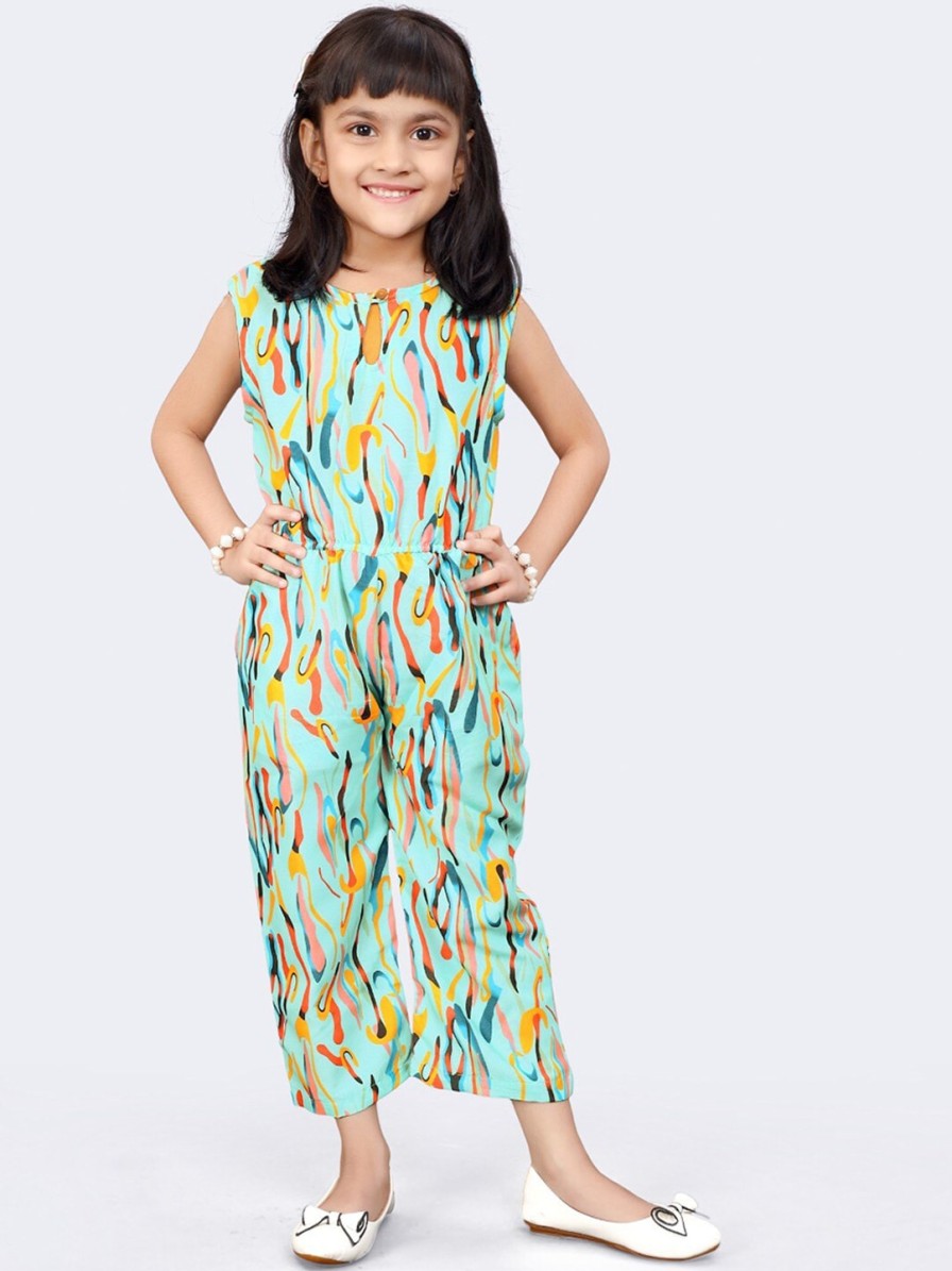 Kids HERE&NOW Dungarees & Jumpsuits | Buy Here&Now Girls Abstract Printed Basic Jumpsuit - Apparel For Girls