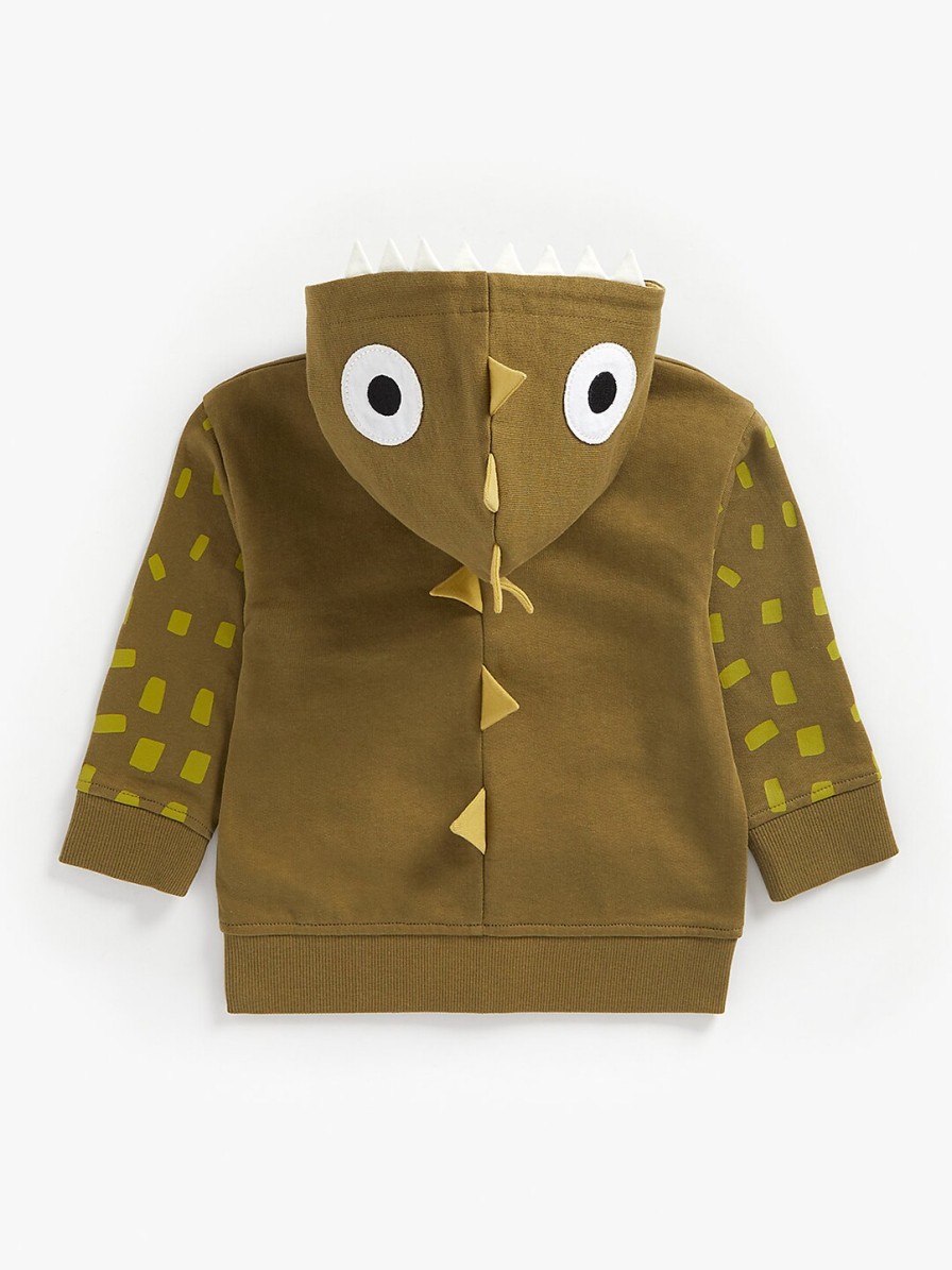 Kids mothercare Mothercare | Buy Mothercare Boys Khaki Brown 3D Dino Spikes Pure Cotton Hooded Sweatshirt - Apparel For Boys