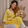 Women Libas Kurtas & Suits | Buy Libas Women Yellow & White Block Print Straight Kurta - Kurtas For Women 10356333 | Myntra