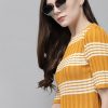 Women Roadster Tops | Buy The Roadster Lifestyle Co Mustard Yellow & White Striped Fitted Top - Apparel For Women