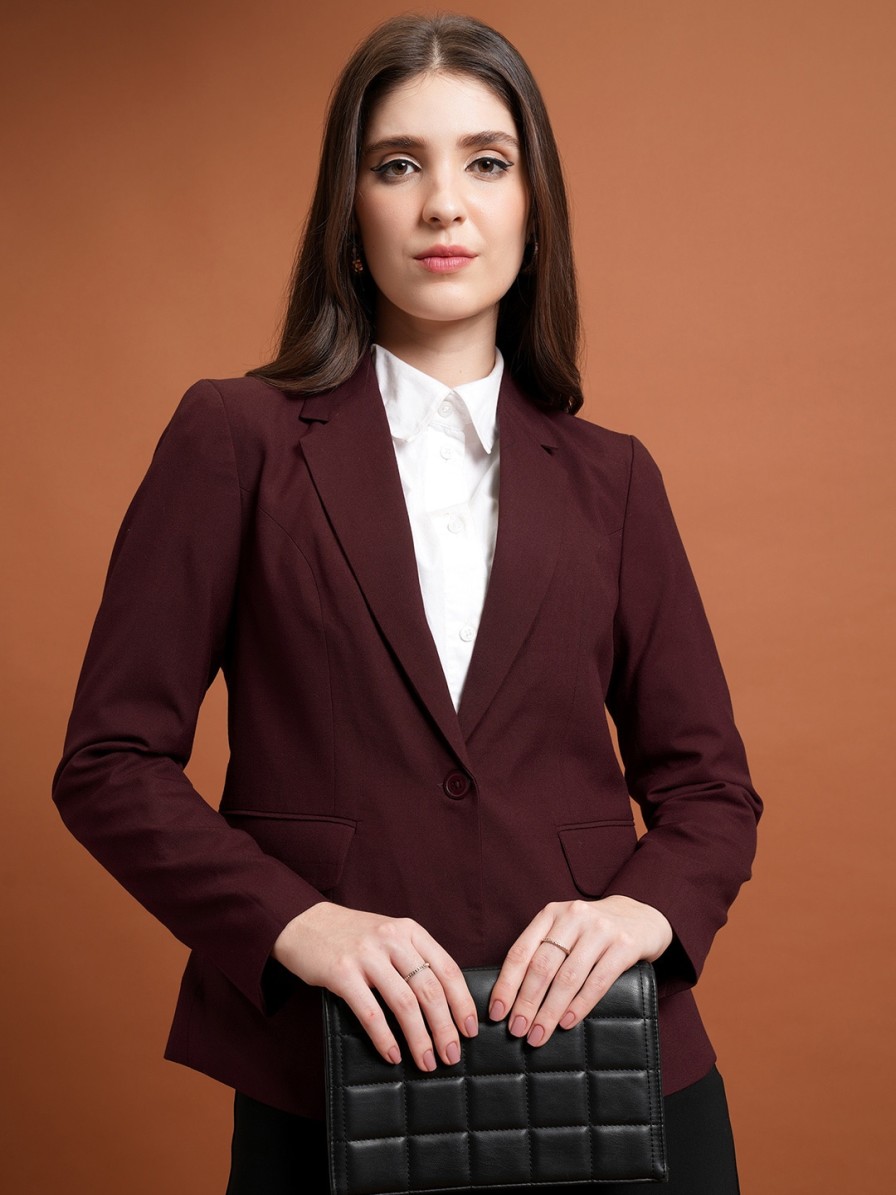 Women Tokyo Talkies Blazers & Waistcoats | Buy Tokyo Talkies Maroon Women Single Breasted Formal Blazer - Apparel For Women